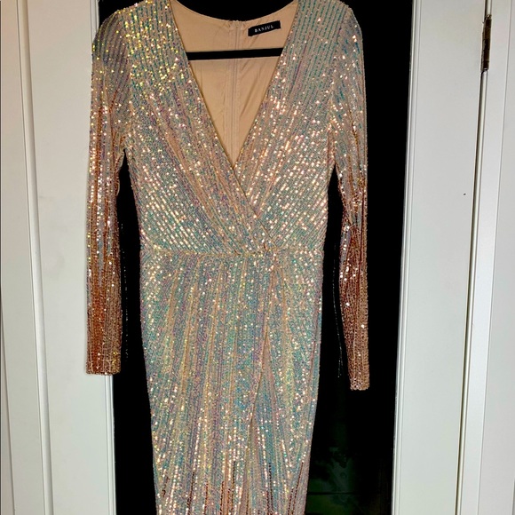Dresses & Skirts - Rose gold, sequence long dress size 8 (med)